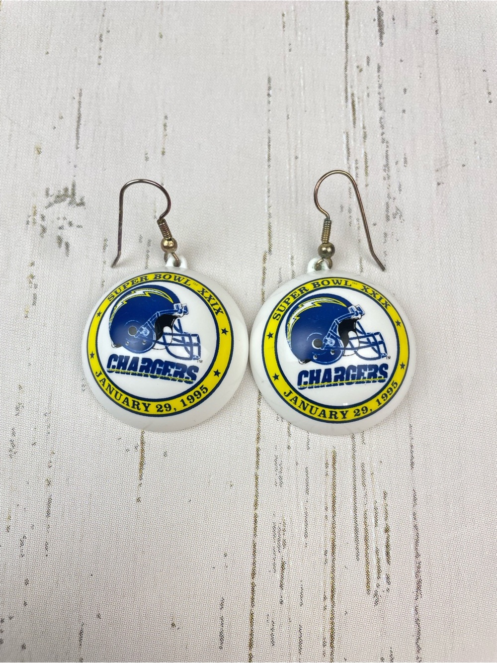 NFL Chargers Hanging Dome Earrings